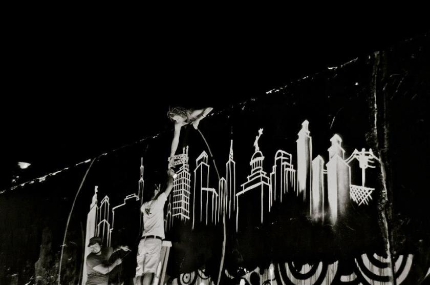 Mike (on top of the HOPE wall) and Lucas (on top of the ladder)